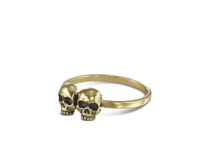 Two Skulls Stacking Ring - Bronze