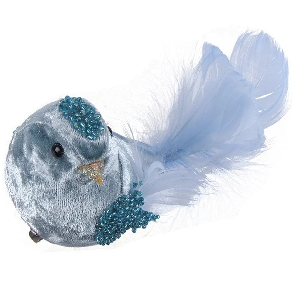 Velour Bird with Clip (15x6x8cm)