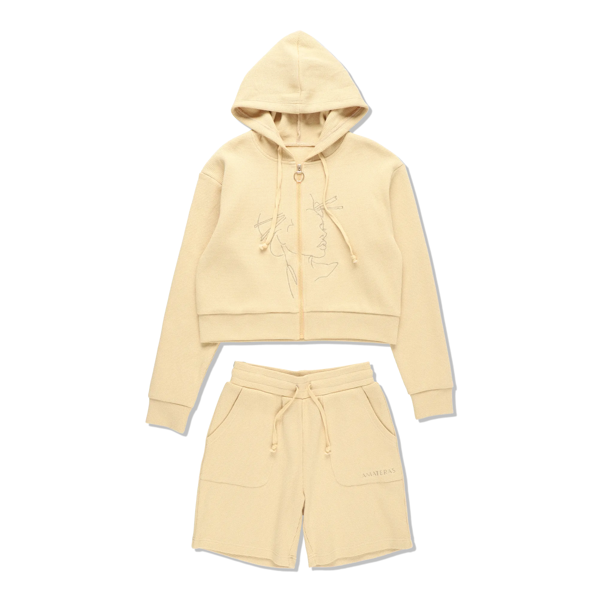 waffle casual shorts / cream