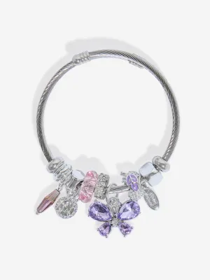 Westside Accessories Violet Butterfly Charm Bracelet