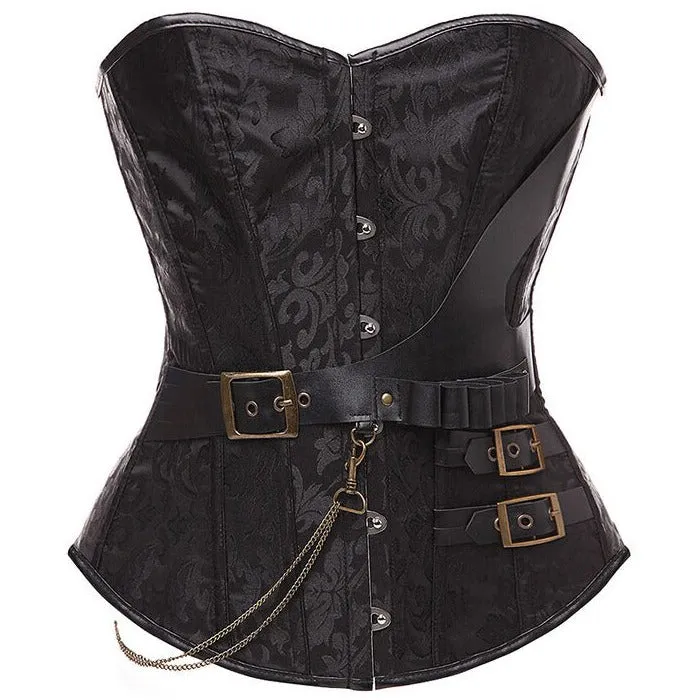 Women's Retro Steel Boned Steampunk Overbust Brown Corsets